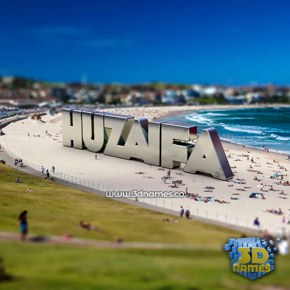 huzaifa in Bondi Beach style - 3D name wallpaper