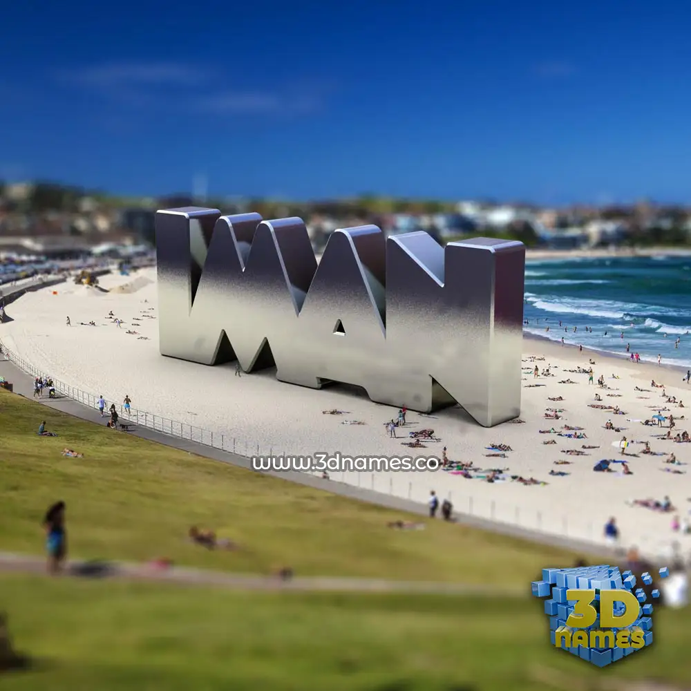 iman in Bondi Beach style - 3D name wallpaper