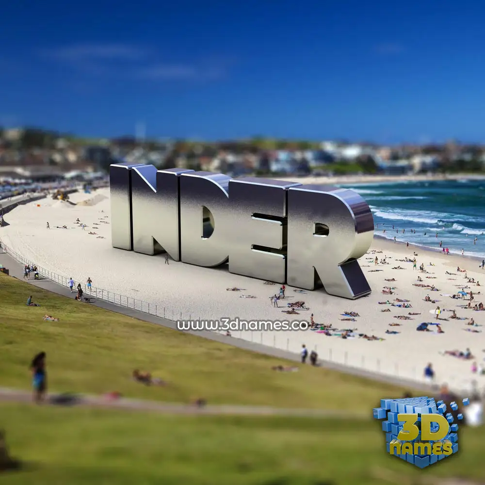 inder in Bondi Beach style - 3D name wallpaper