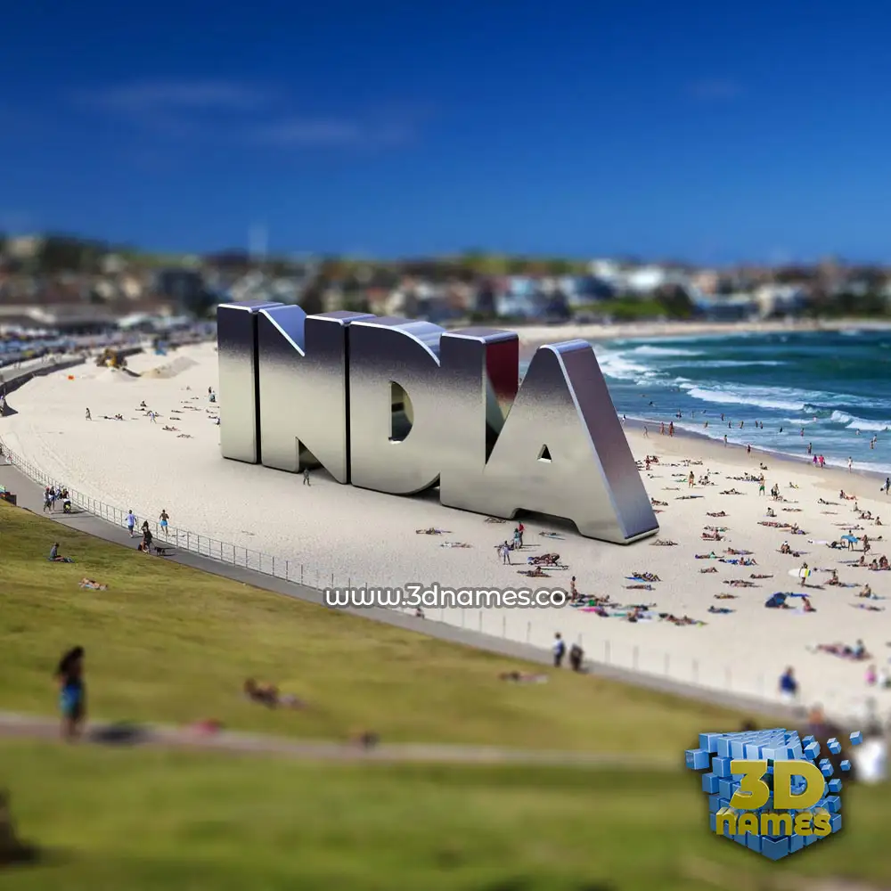 india in Bondi Beach style - 3D name wallpaper