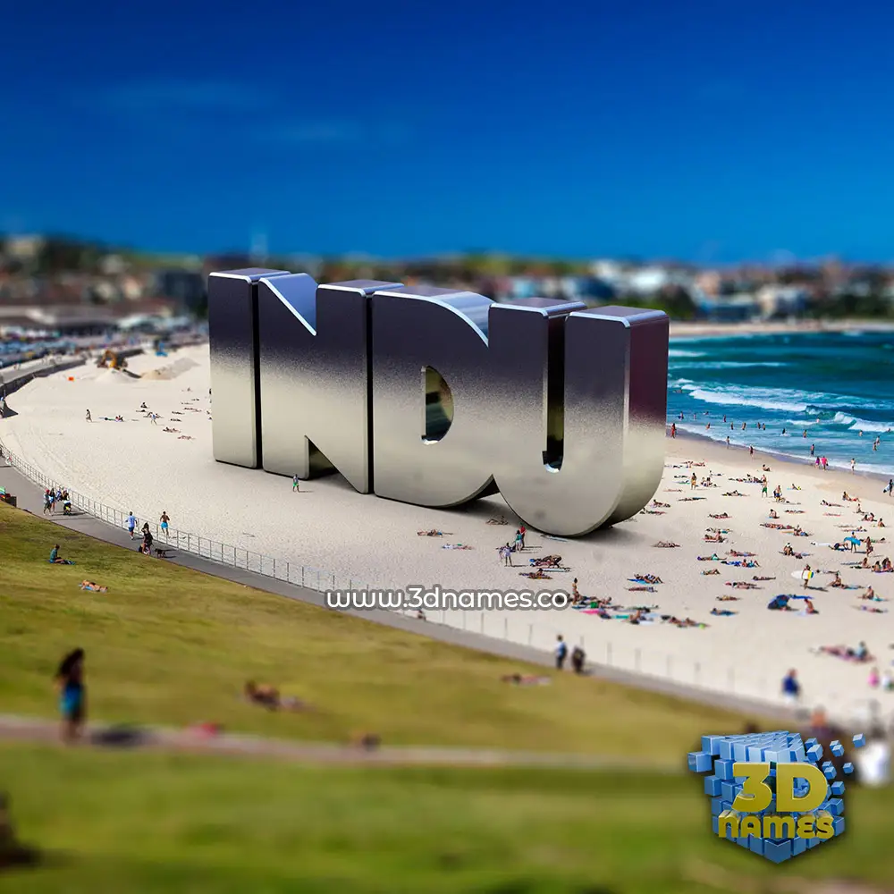 indu in Bondi Beach style - 3D name wallpaper