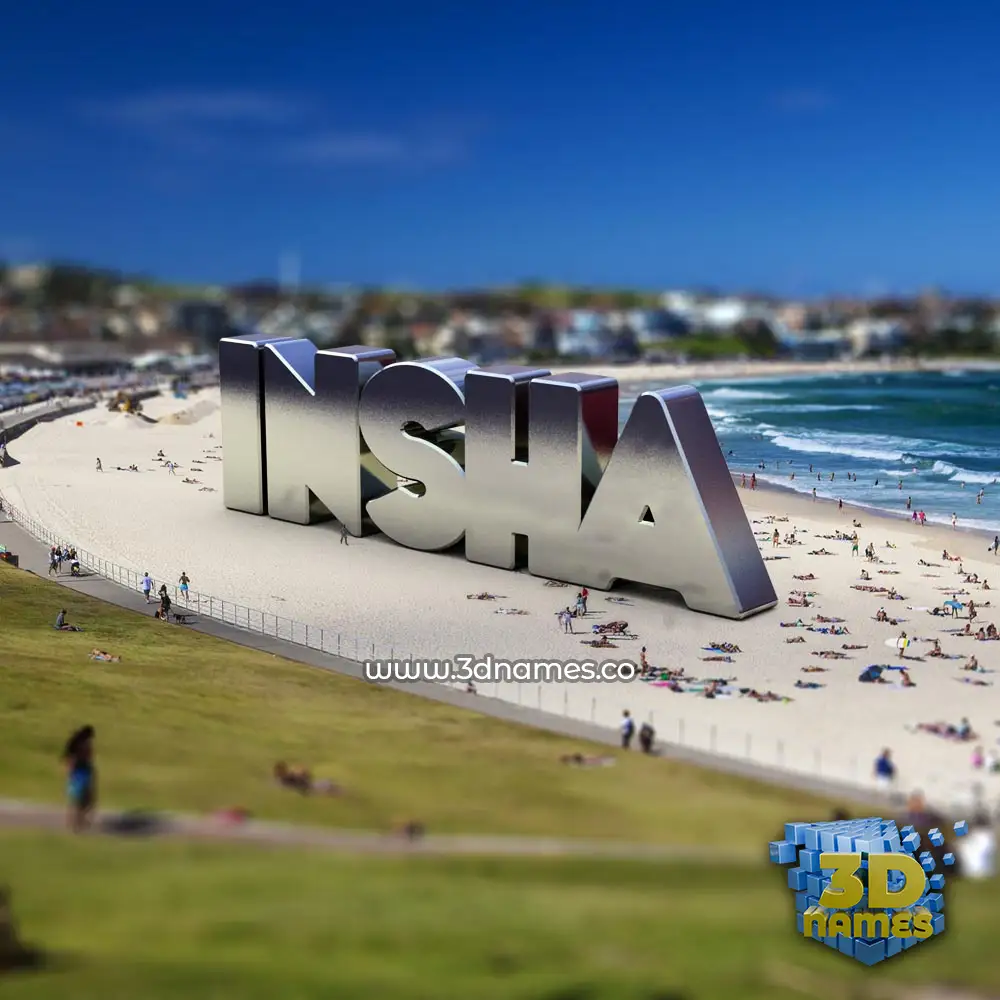 insha in Bondi Beach style - 3D name wallpaper