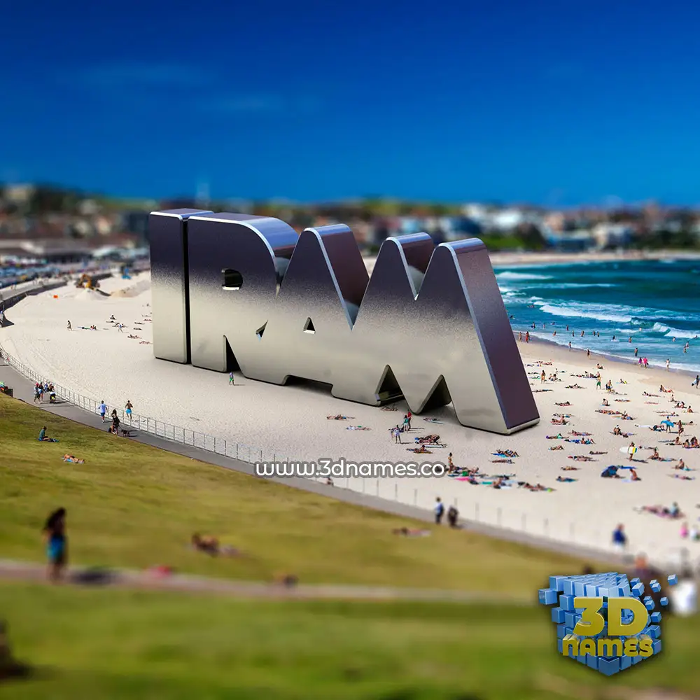 iram in Bondi Beach style - 3D name wallpaper