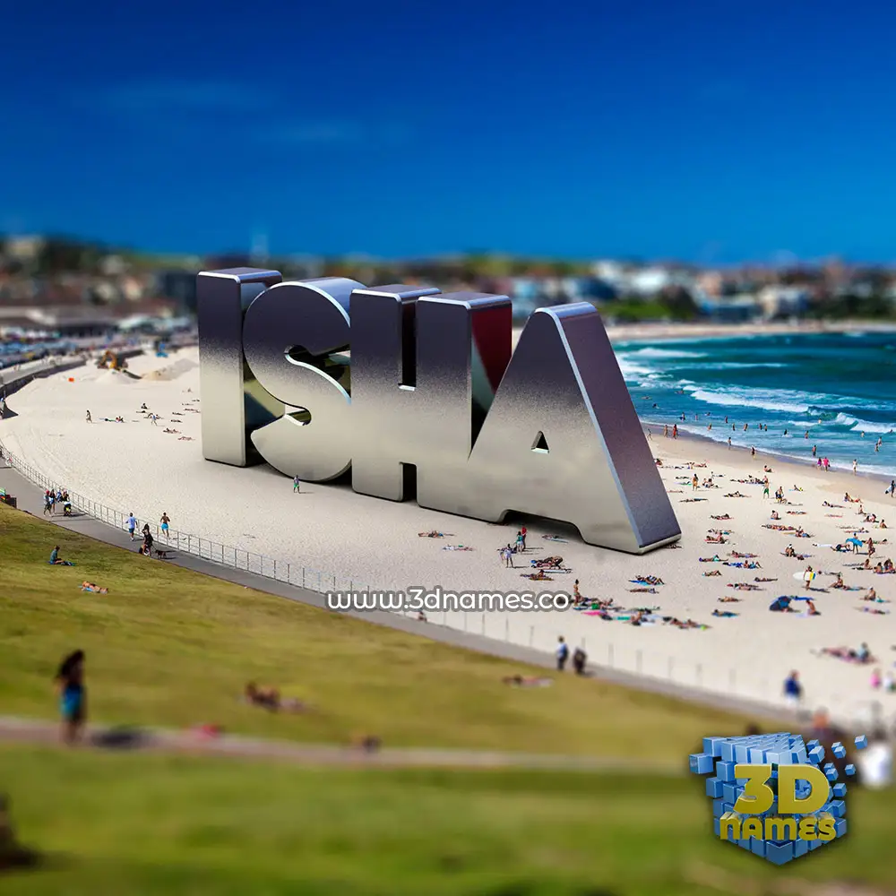 isha in Bondi Beach style - 3D name wallpaper