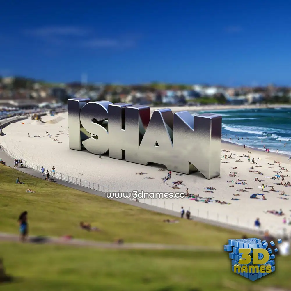 ishan in Bondi Beach style - 3D name wallpaper