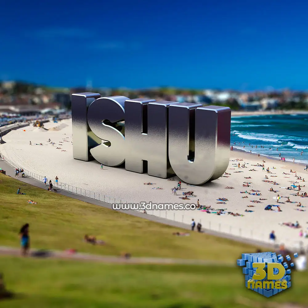 ishu in Bondi Beach style - 3D name wallpaper