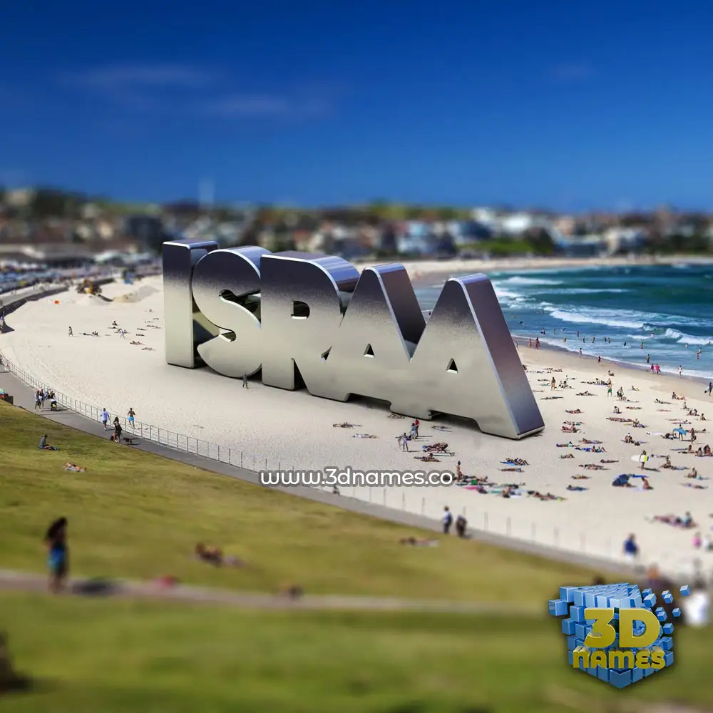 israa in Bondi Beach style - 3D name wallpaper