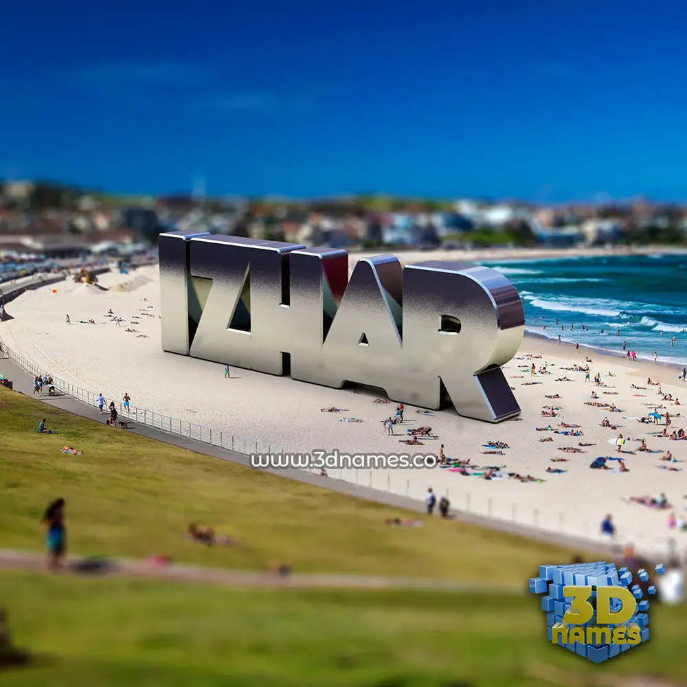 izhar in Bondi Beach style - 3D name wallpaper