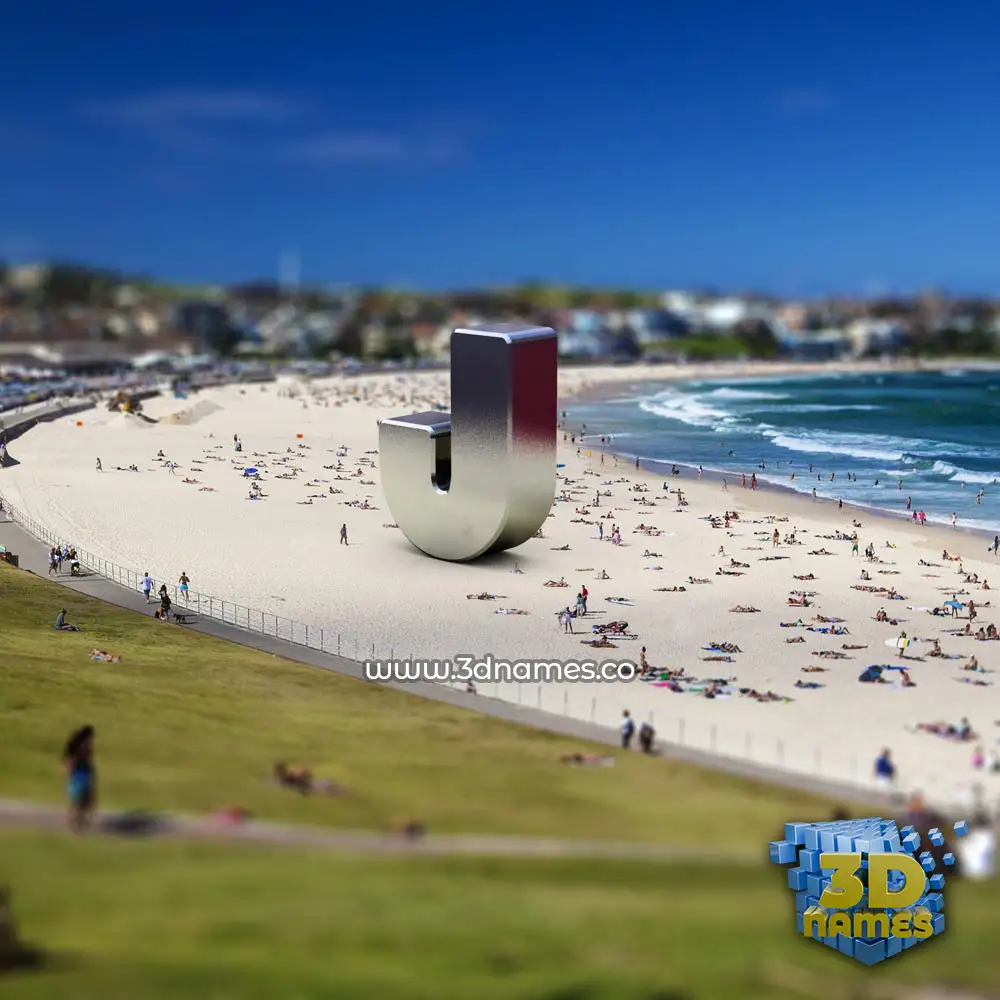 j in Bondi Beach style - 3D name wallpaper