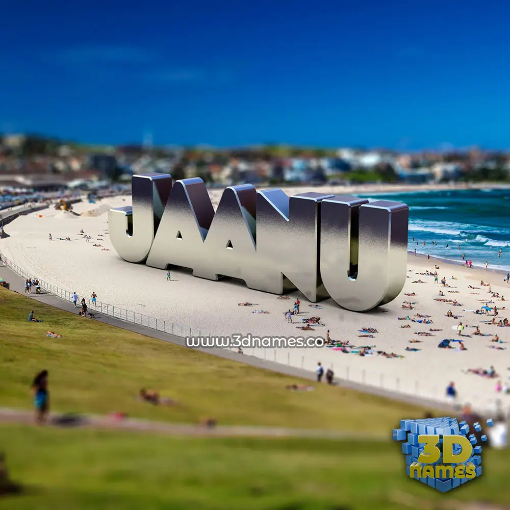 jaanu in Bondi Beach style - 3D name wallpaper