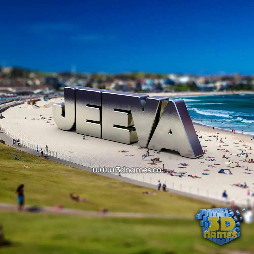 jeeva in Bondi Beach style - 3D name wallpaper
