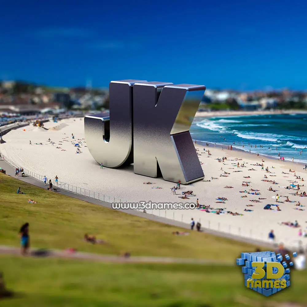 jk in Bondi Beach style - 3D name wallpaper