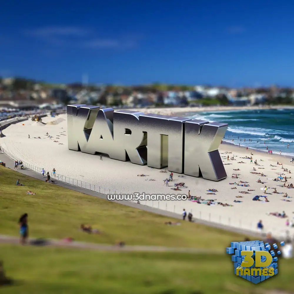 kartik in Bondi Beach style - 3D name wallpaper