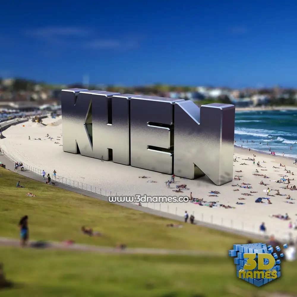 khen in Bondi Beach style - 3D name wallpaper