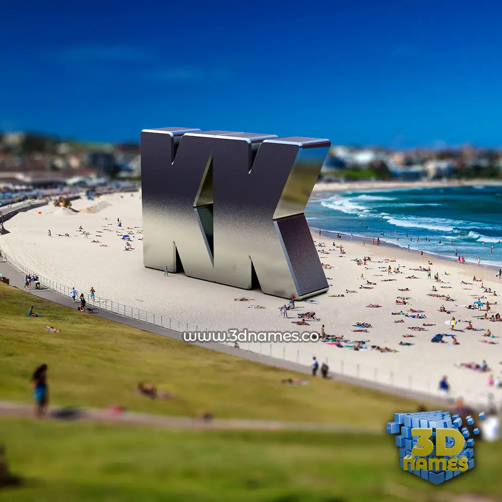 kk in Bondi Beach style - 3D name wallpaper