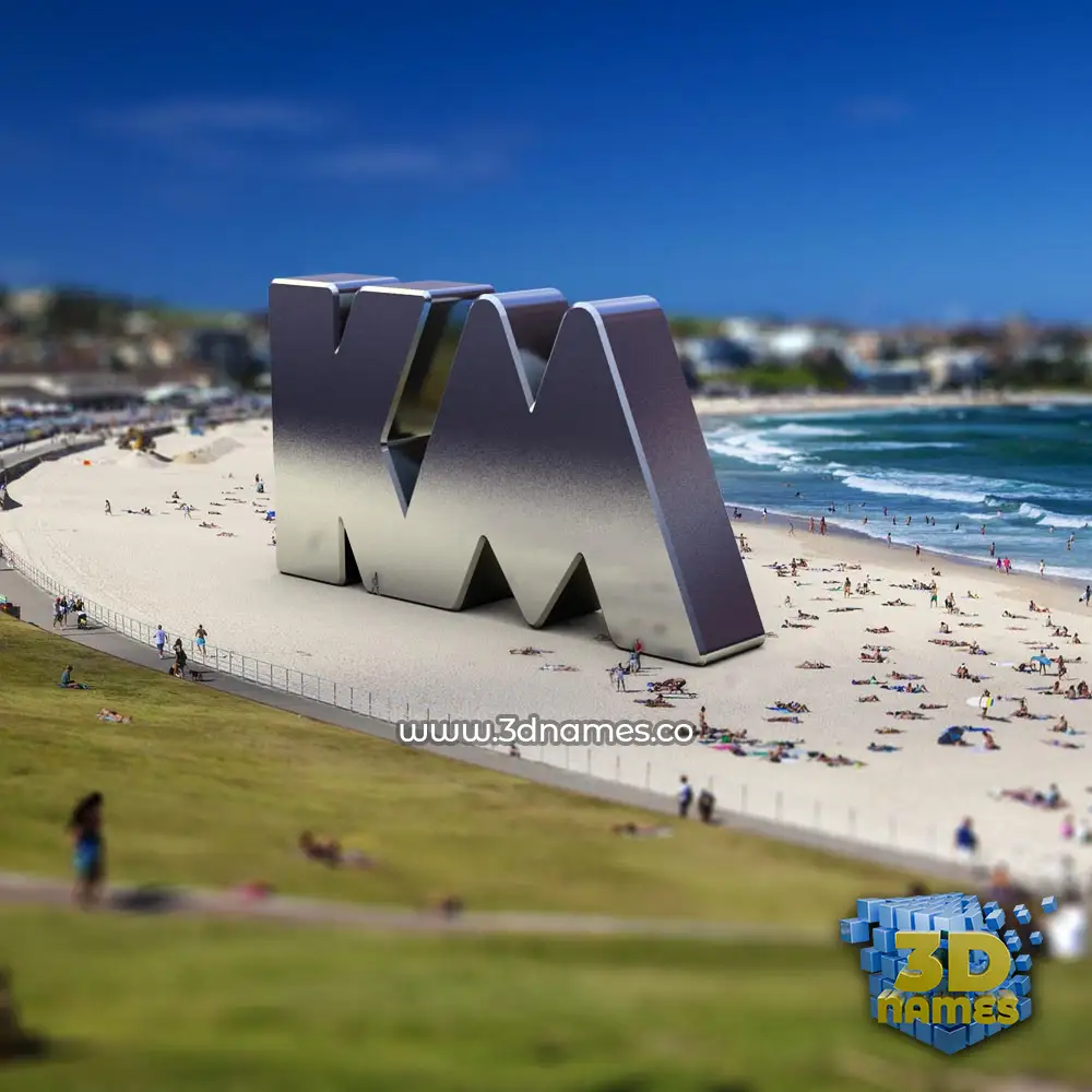 km in Bondi Beach style - 3D name wallpaper
