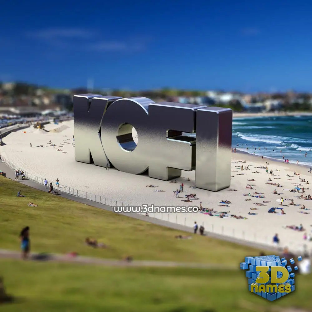 kofi in Bondi Beach style - 3D name wallpaper