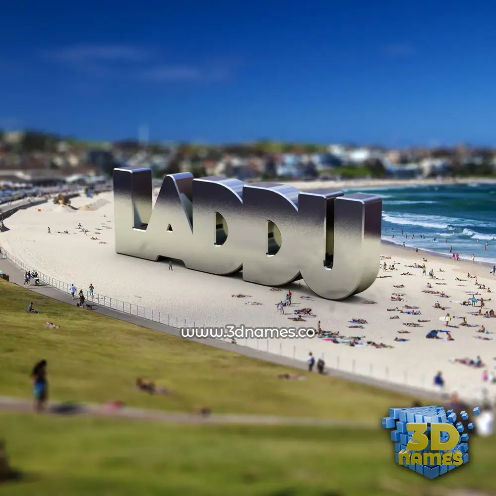 laddu in Bondi Beach style - 3D name wallpaper