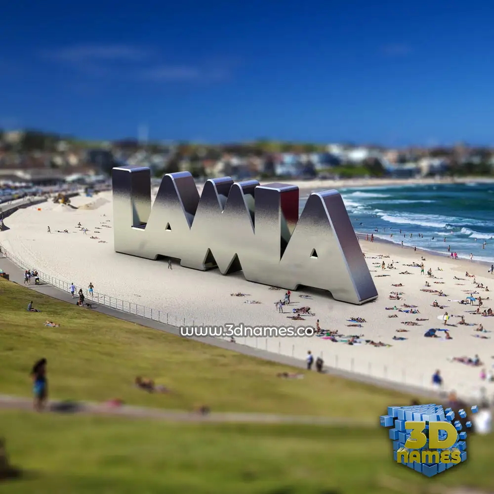 lamia in Bondi Beach style - 3D name wallpaper
