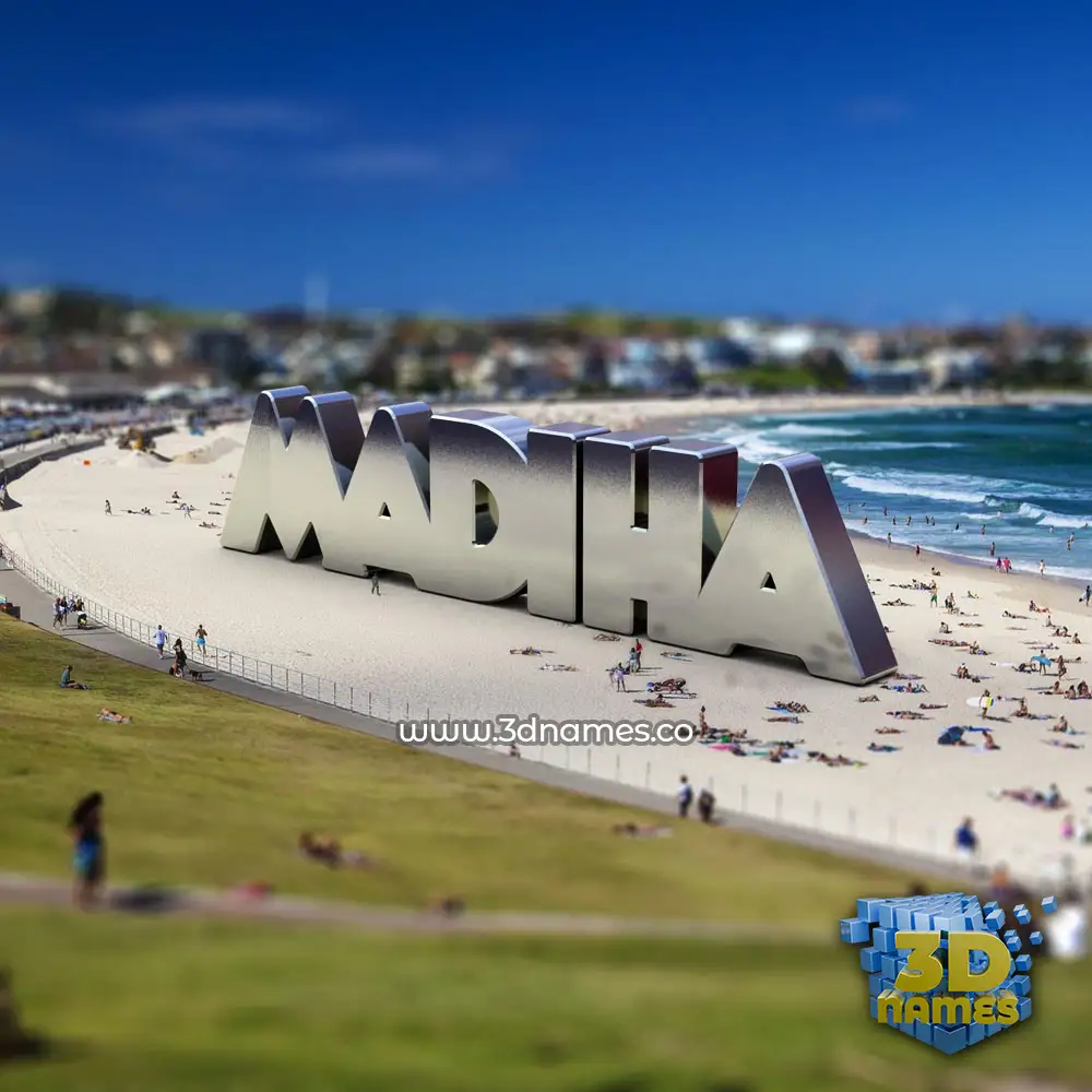 madiha in Bondi Beach style - 3D name wallpaper
