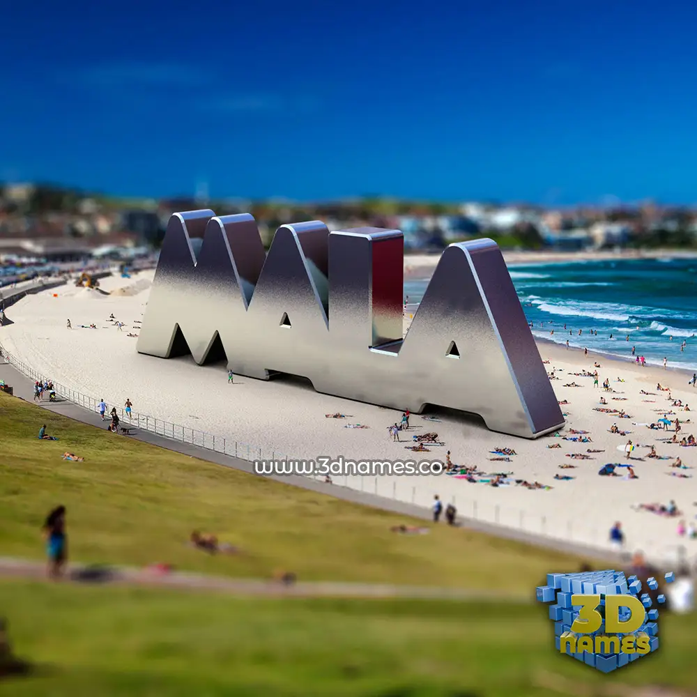mala in Bondi Beach style - 3D name wallpaper
