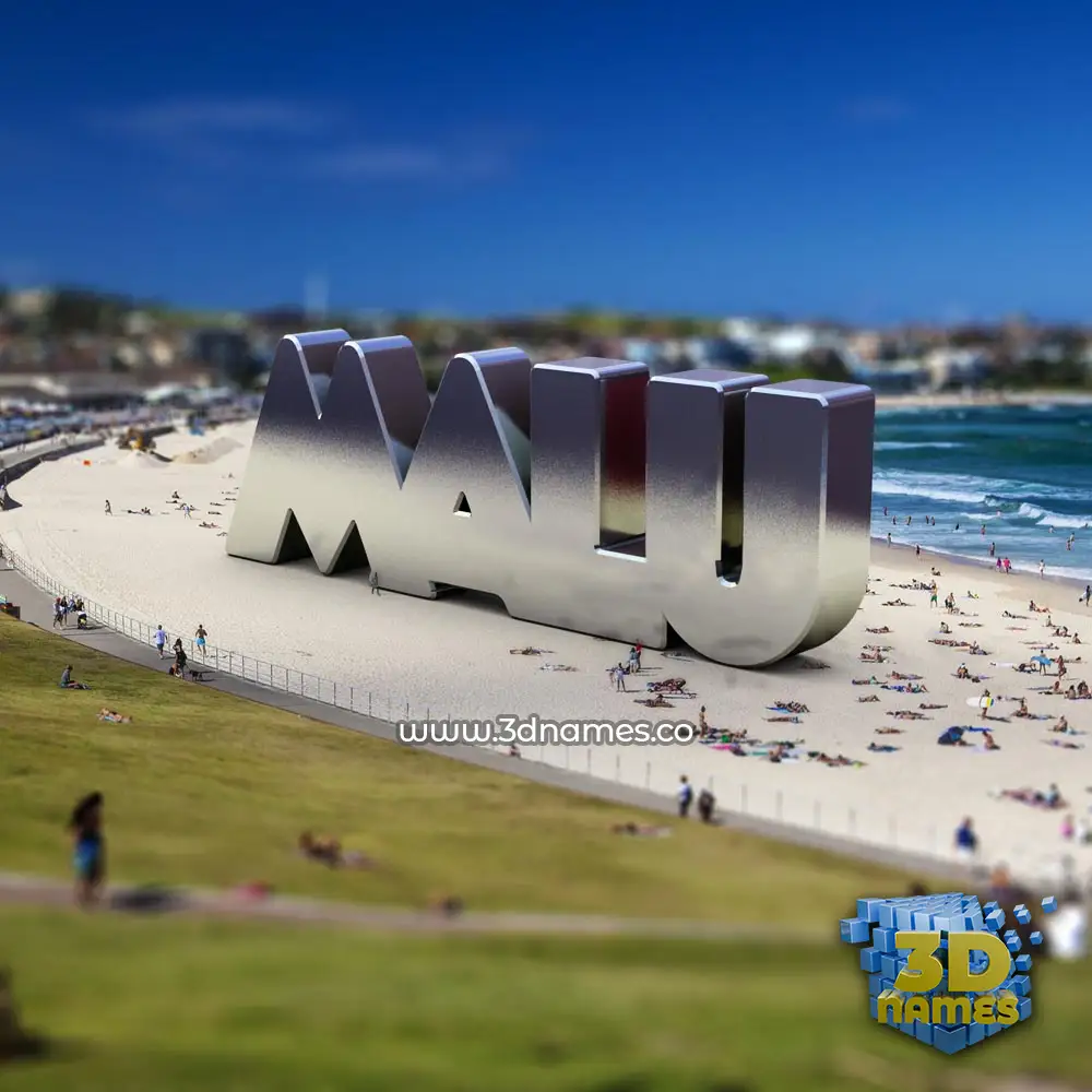 malu in Bondi Beach style - 3D name wallpaper