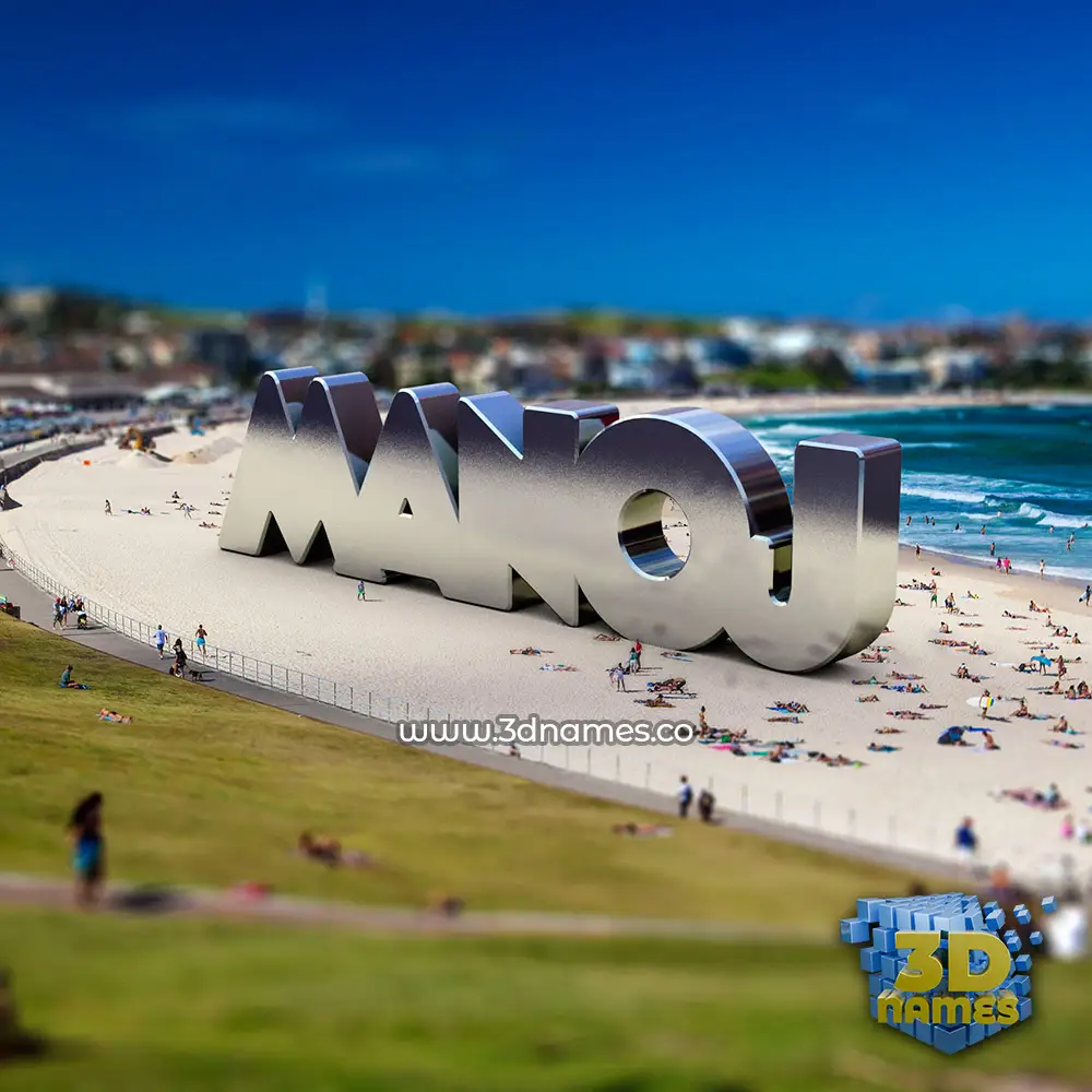 manoj in Bondi Beach style - 3D name wallpaper