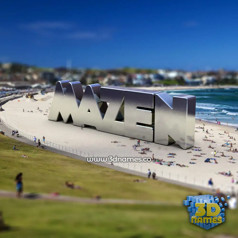 mazen in Bondi Beach style - 3D name wallpaper