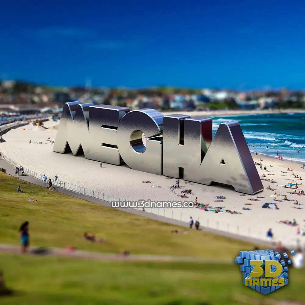 megha in Bondi Beach style - 3D name wallpaper