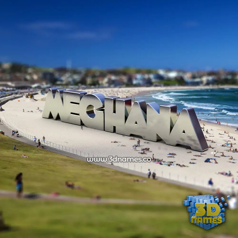 meghana in Bondi Beach style - 3D name wallpaper