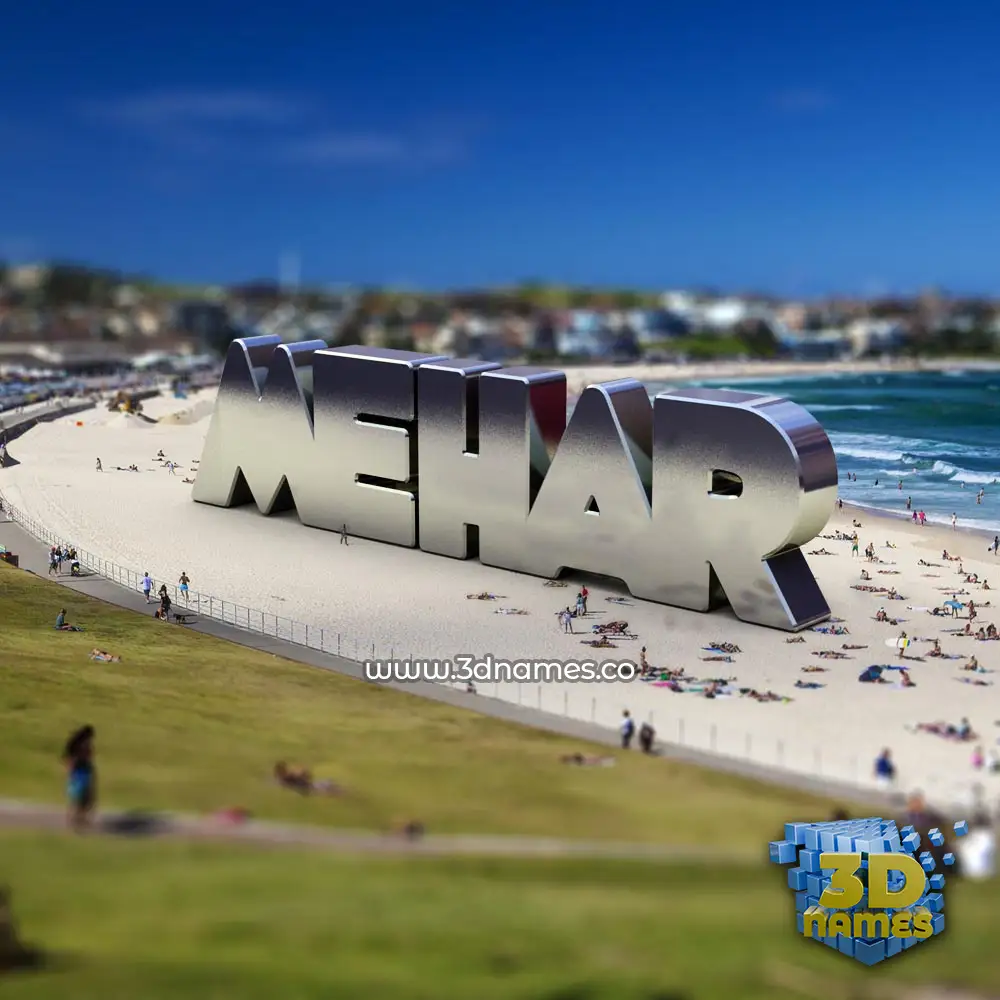 mehar in Bondi Beach style - 3D name wallpaper