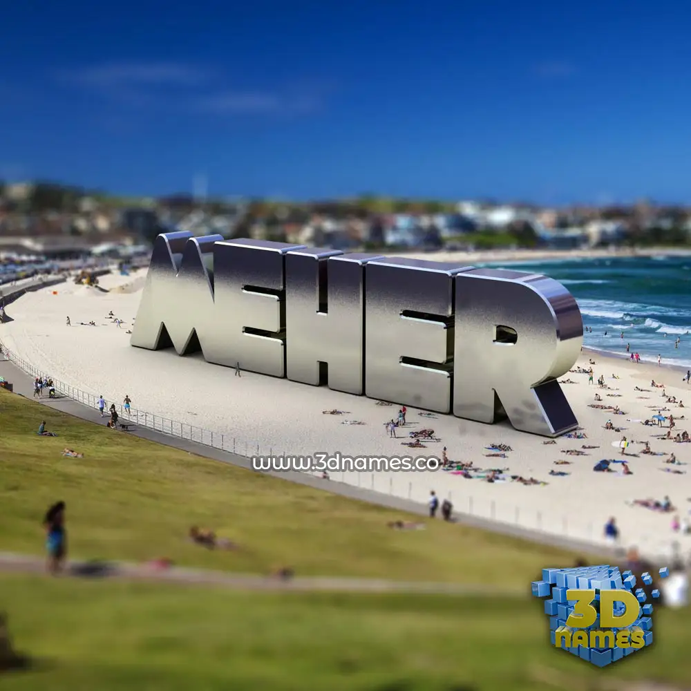 meher in Bondi Beach style - 3D name wallpaper