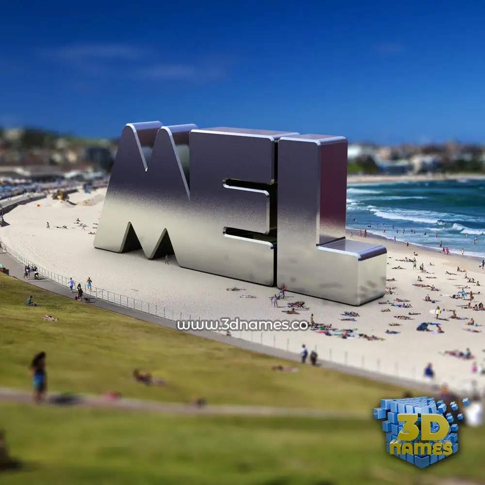 mel in Bondi Beach style - 3D name wallpaper