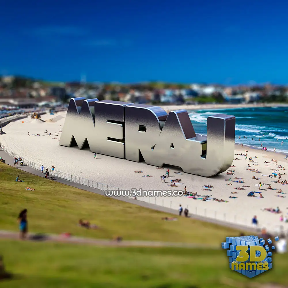 meraj in Bondi Beach style - 3D name wallpaper