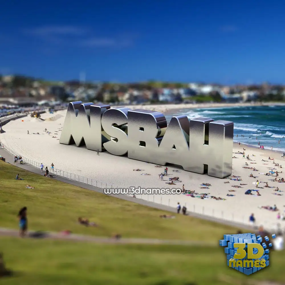 misbah in Bondi Beach style - 3D name wallpaper