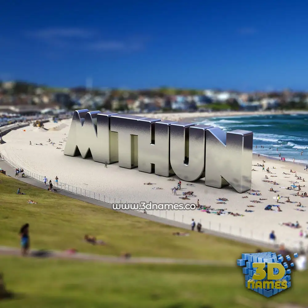 mithun in Bondi Beach style - 3D name wallpaper
