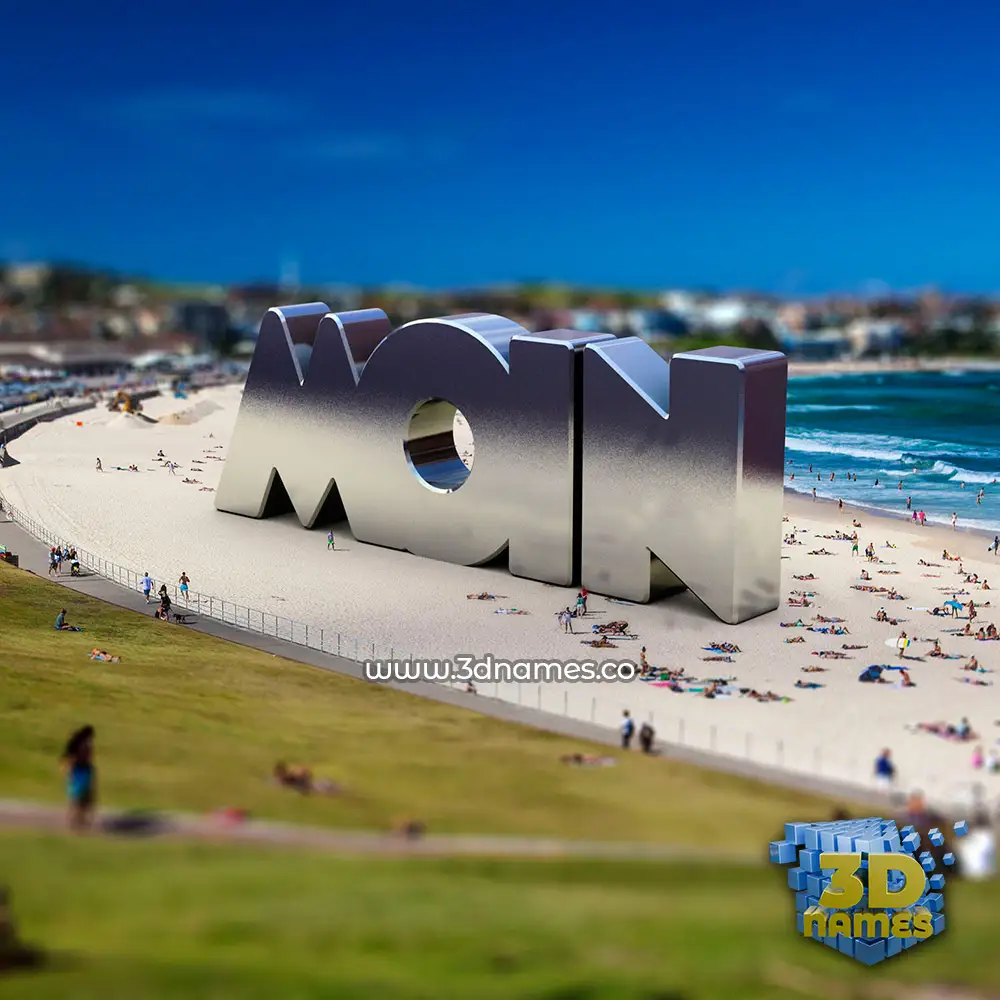 moin in Bondi Beach style - 3D name wallpaper
