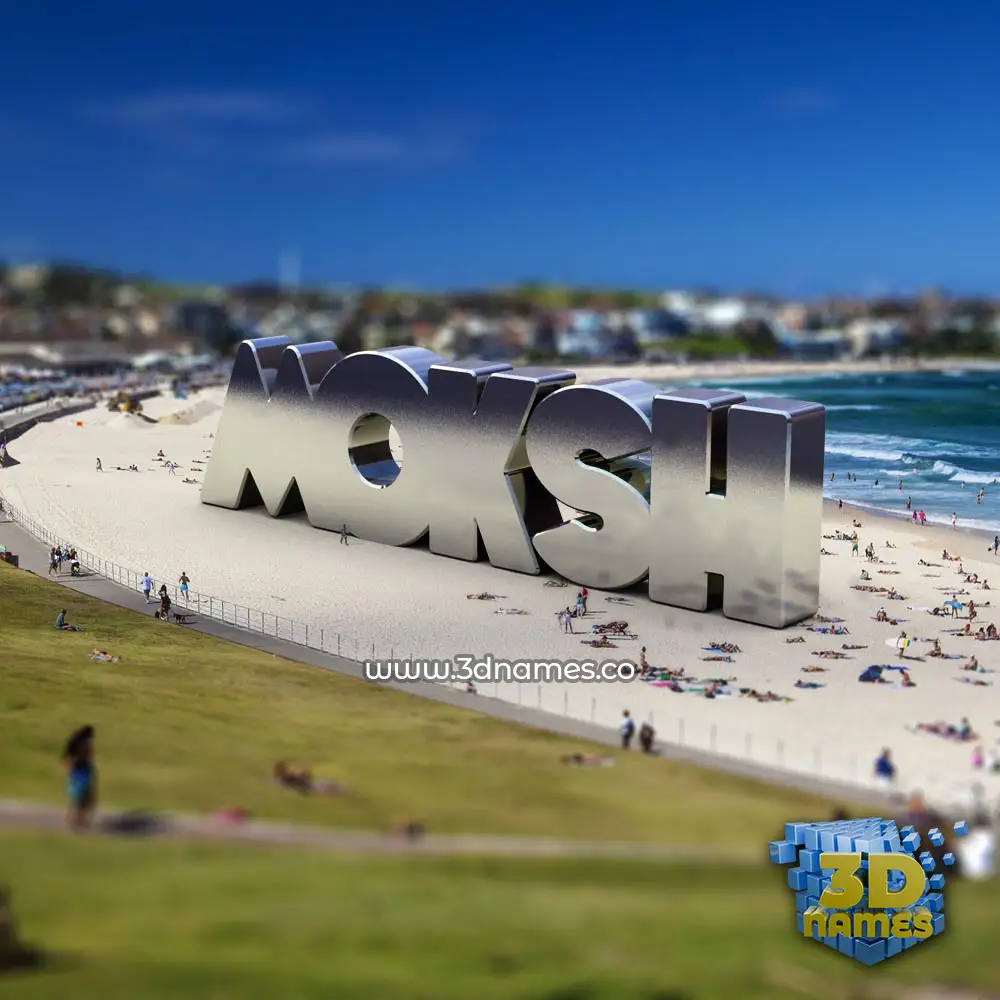moksh in Bondi Beach style - 3D name wallpaper