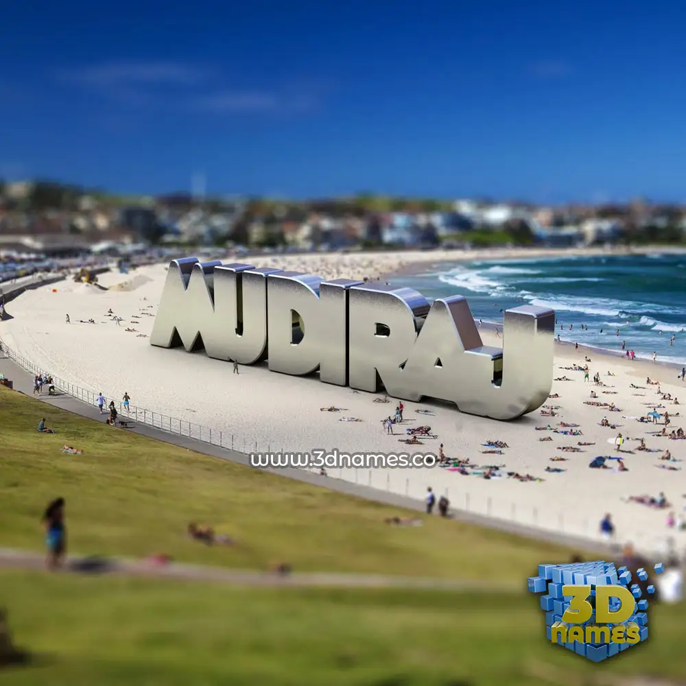 mudiraj in Bondi Beach style - 3D name wallpaper