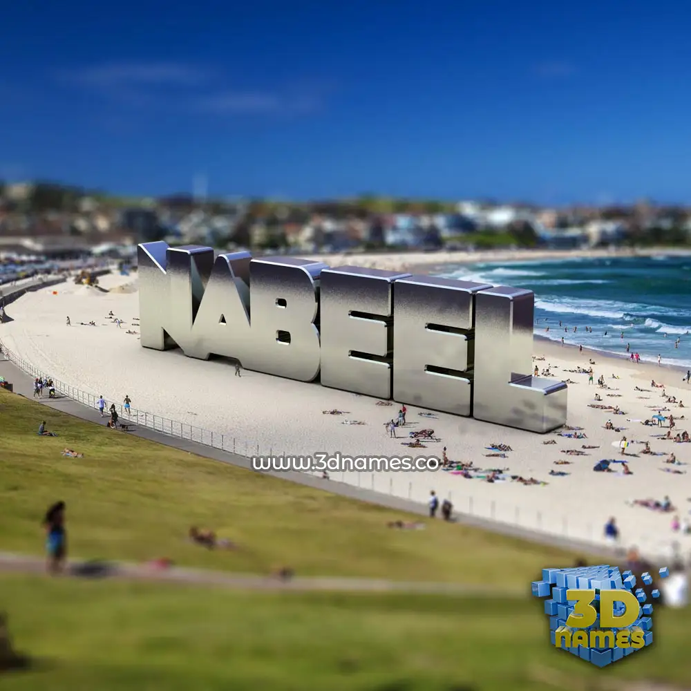 nabeel in Bondi Beach style - 3D name wallpaper