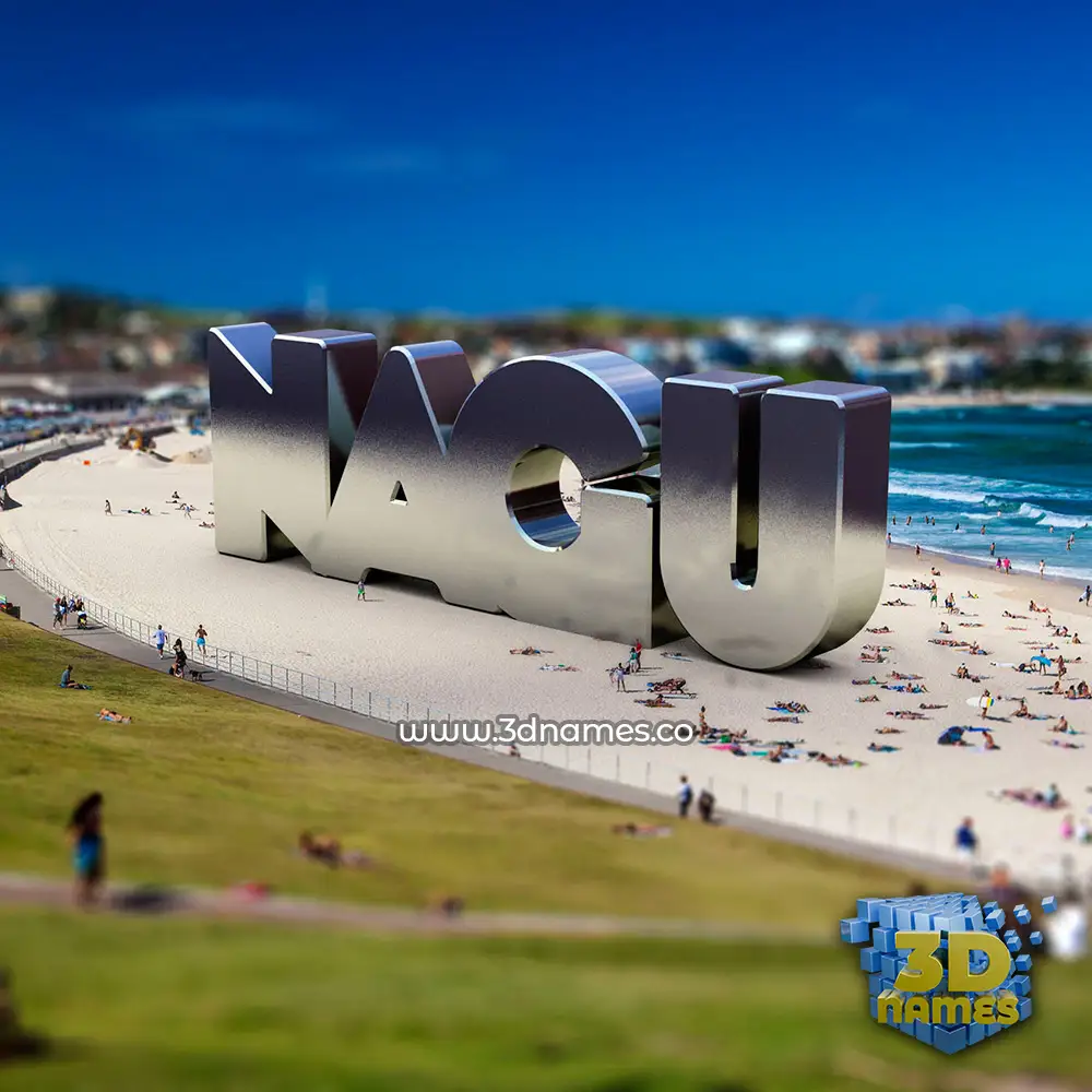 nagu in Bondi Beach style - 3D name wallpaper