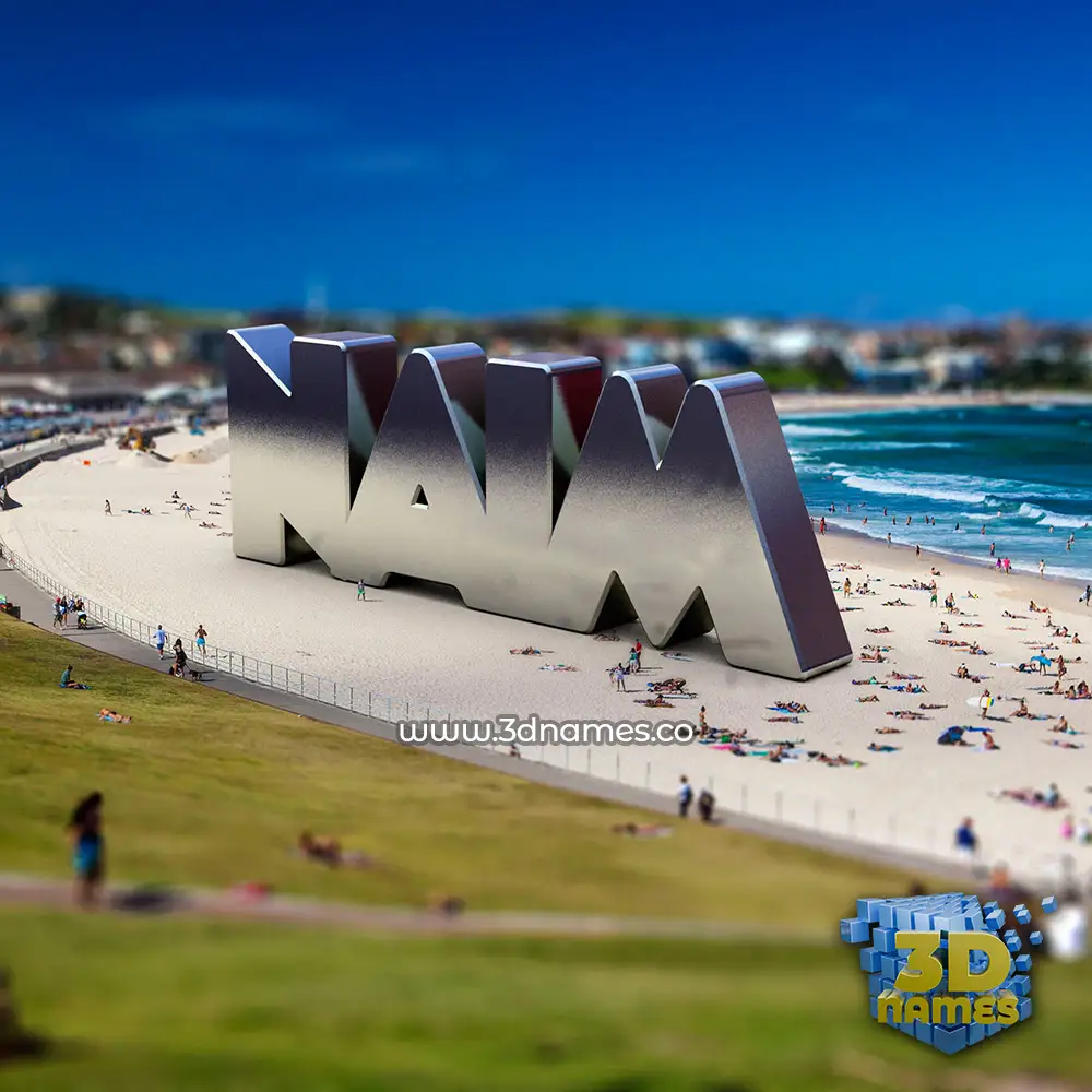 naim in Bondi Beach style - 3D name wallpaper