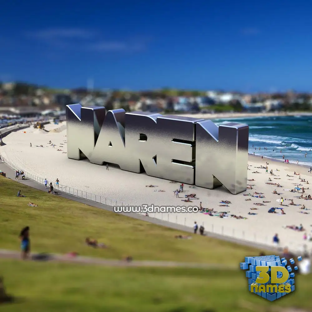 naren in Bondi Beach style - 3D name wallpaper