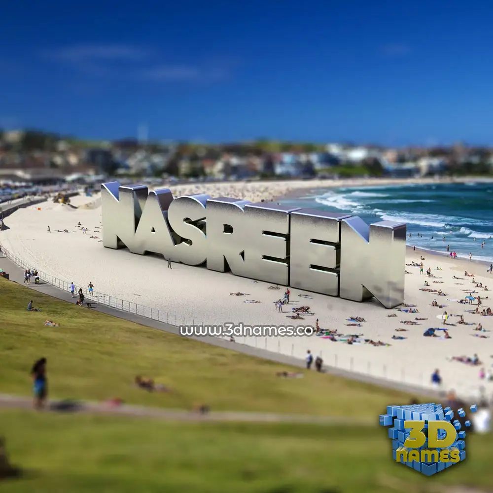 nasreen in Bondi Beach style - 3D name wallpaper