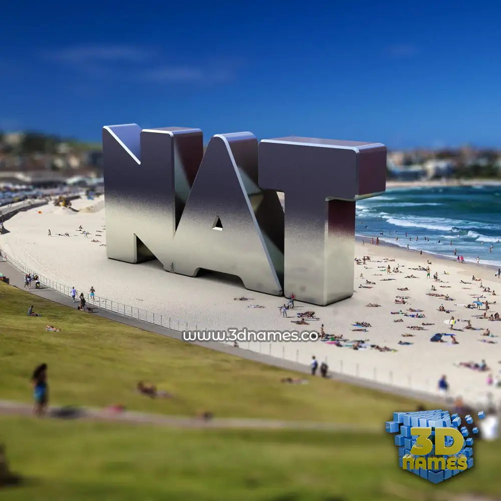nat in Bondi Beach style - 3D name wallpaper