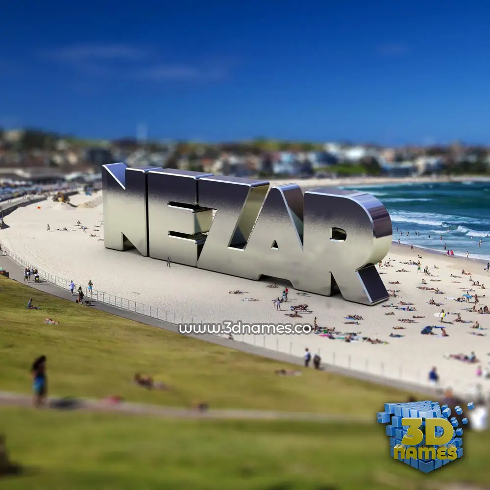 nezar in Bondi Beach style - 3D name wallpaper