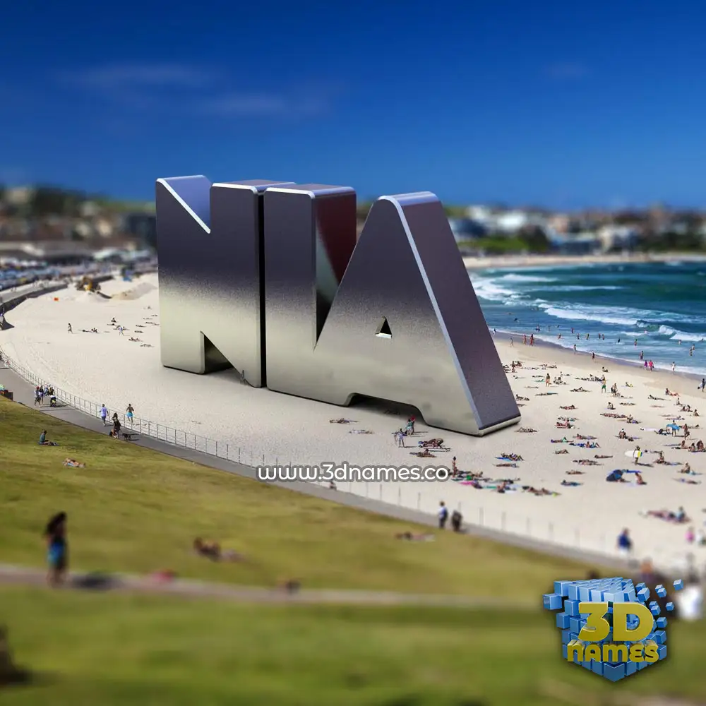 nia in Bondi Beach style - 3D name wallpaper