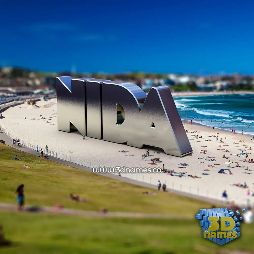 nida in Bondi Beach style - 3D name wallpaper