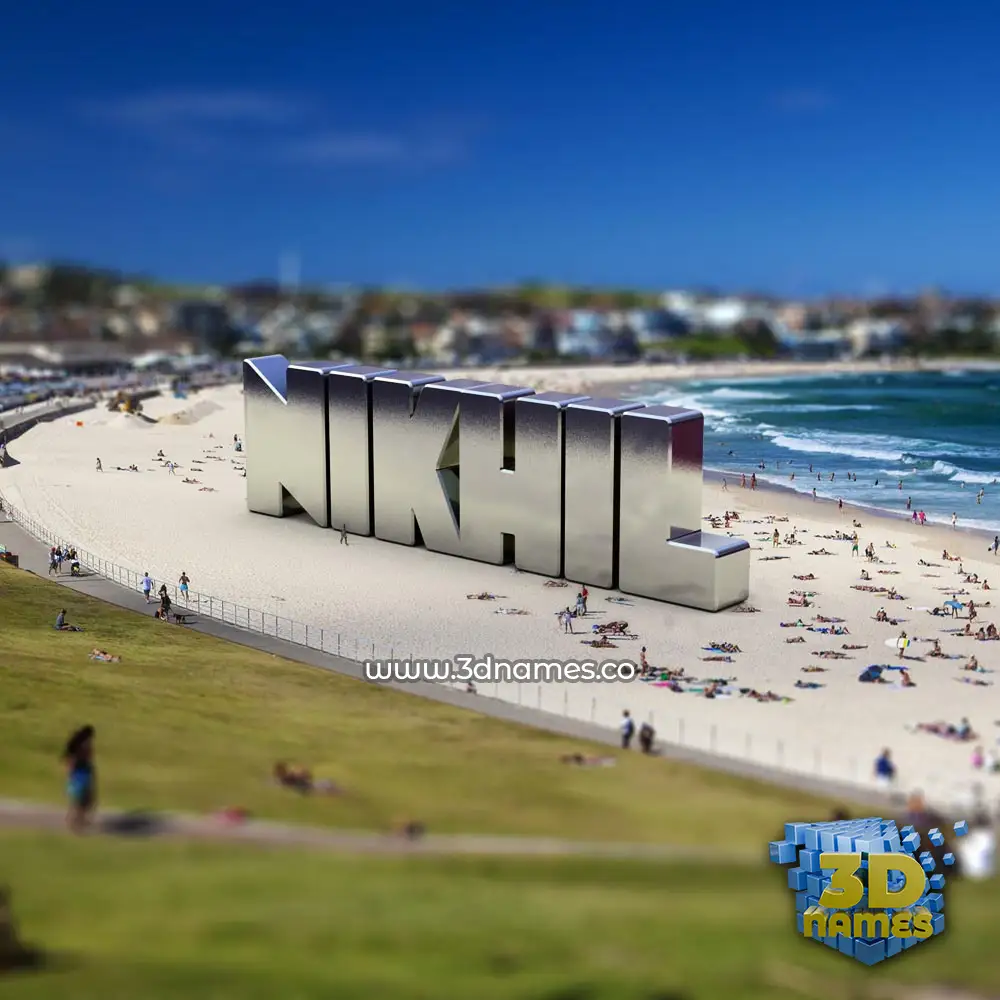 nikhil in Bondi Beach style - 3D name wallpaper