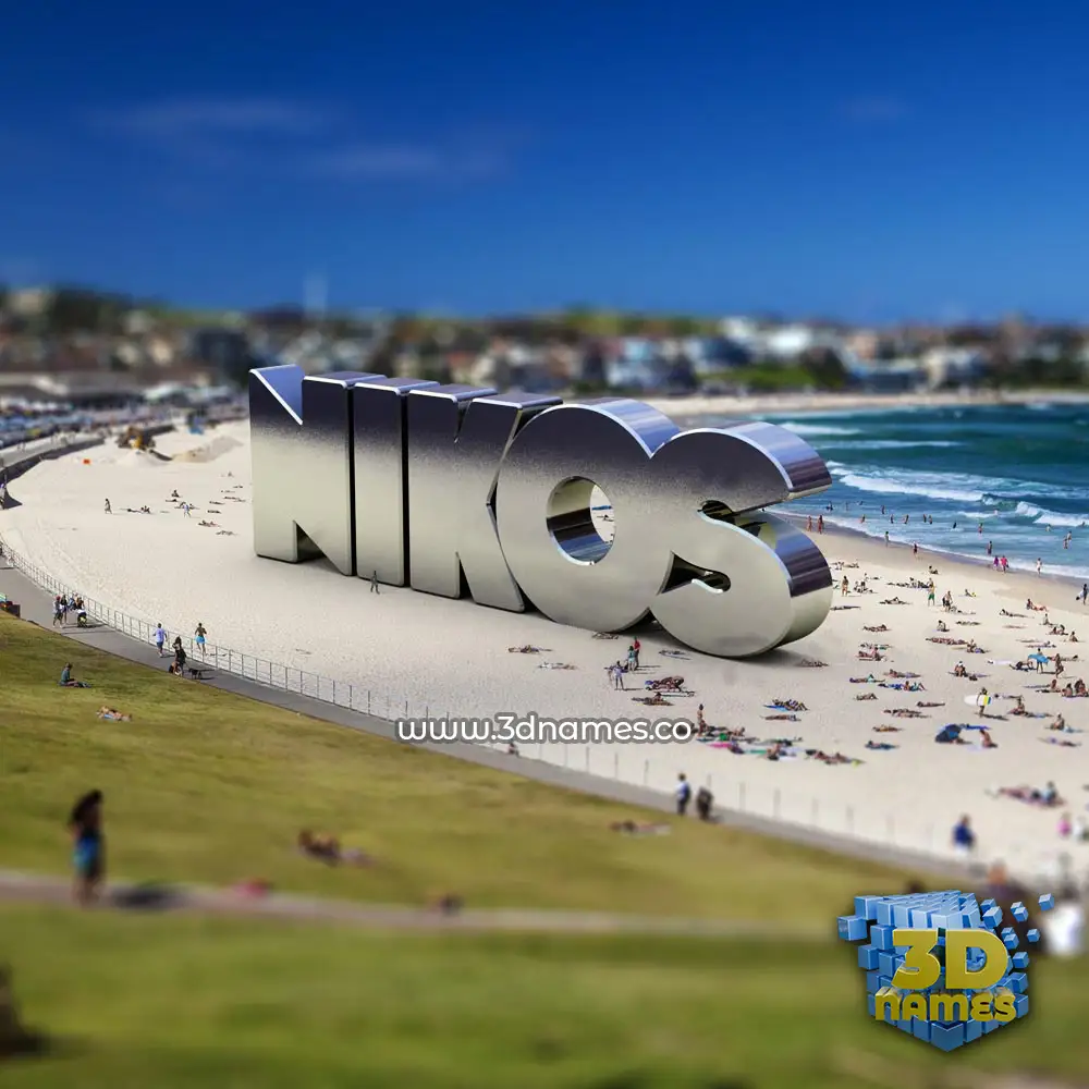 nikos in Bondi Beach style - 3D name wallpaper